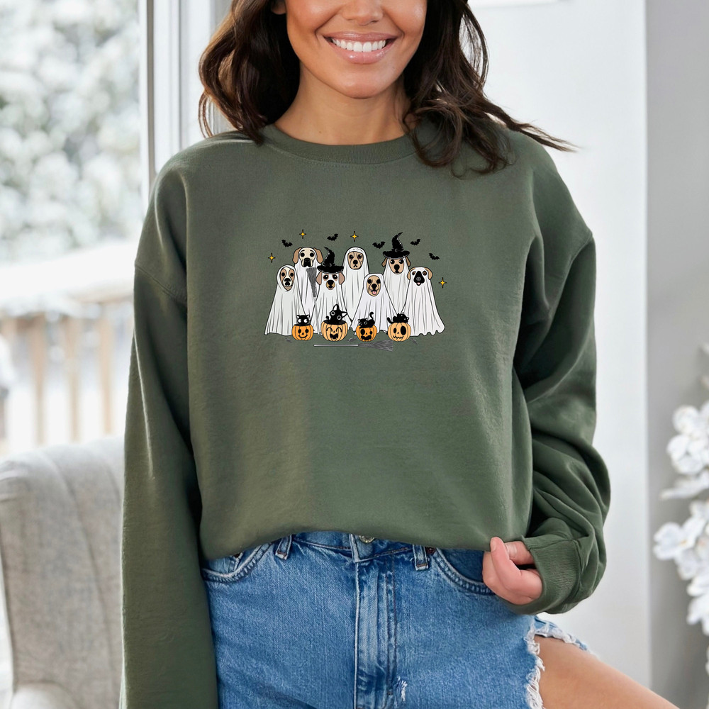 Ghost Dogs Halloween Sweatshirt, Halloween Ghost Dog Crewneck, Unisex Sweatshirt, Hoodie, Halloween Dog Shirt, Pumpkin Tshirt, Fall Tee.jpg