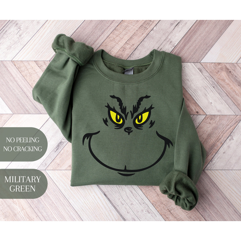 Grinch Face Christmas Sweatshirt, Seuss Holiday Shirt, Christmas Gift, Grinchmas Graphic Tee, Xmas Womens Mens Clothing, Holiday T Shirts.jpg