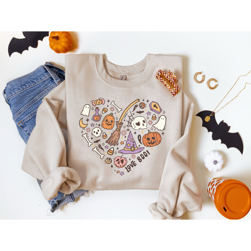 Halloween Doodles Hearth Shirt Gift For Halloween Moms, Cute Halloween Tshirt, Halloween Sweatshirt, Pumpkin Sweatshirt, Halloween Witch Tee 2.jpg