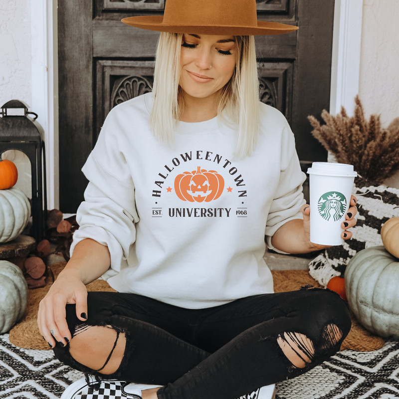 HalloweenTown University Pumpkin Sweatshirt Halloween Crewneck Halloween Town.jpg