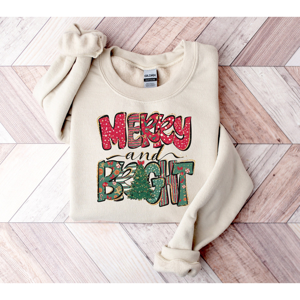 Merry and Bright Christmas Sweatshirt, Womens Christmas Sweatshirt, Christmas Sweatshirts for Women, Merry Christmas Sweatshirt Holiday.jpg