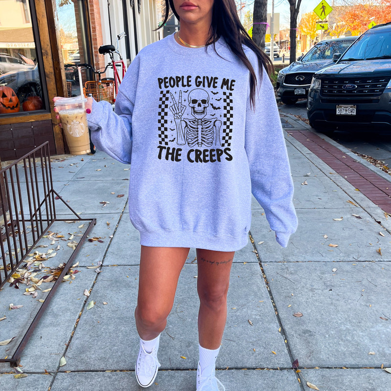 People Give Me The Creeps Halloween Crewneck Sweatshirt Skeleton Retro.jpg