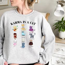 Karma Is A Cat Shirt, Taylor Eras Cat Lover T-shirt , Swiftie Cat Tee Midnights Cat T-shirt, Merch Outfit , Eras Shirt,