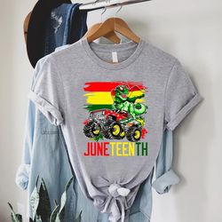 Dinosaur Monster Truck Shirt,Trex Juneteenth Tshirt Kids, Toddler Boy Dinosaur T-shirt, African American Pride Gift, Bla