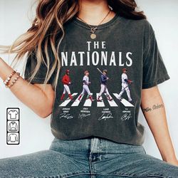 Nationals Walking Abbey Road Signatures Baseball Shirt, CJ Abrams, Lane Thomas, Joey Meneses, Josiah Gray