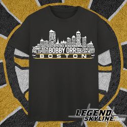 boston hockey team all time legends, boston city skyline shirt