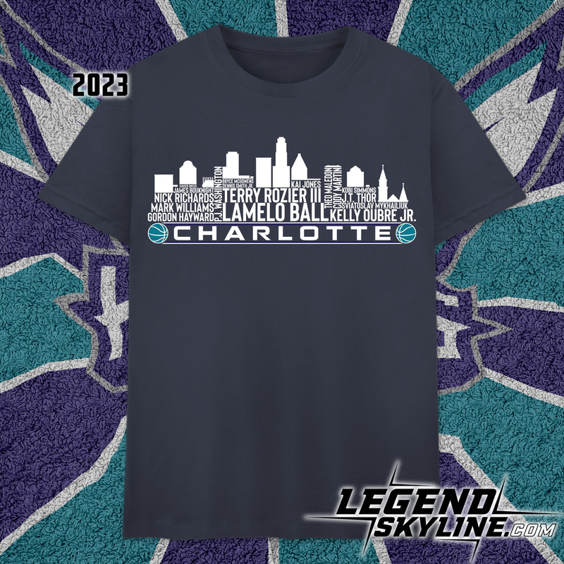 Charlotte Basketball Team 23 Player Roster, Charlotte City Skyline shirt.jpg