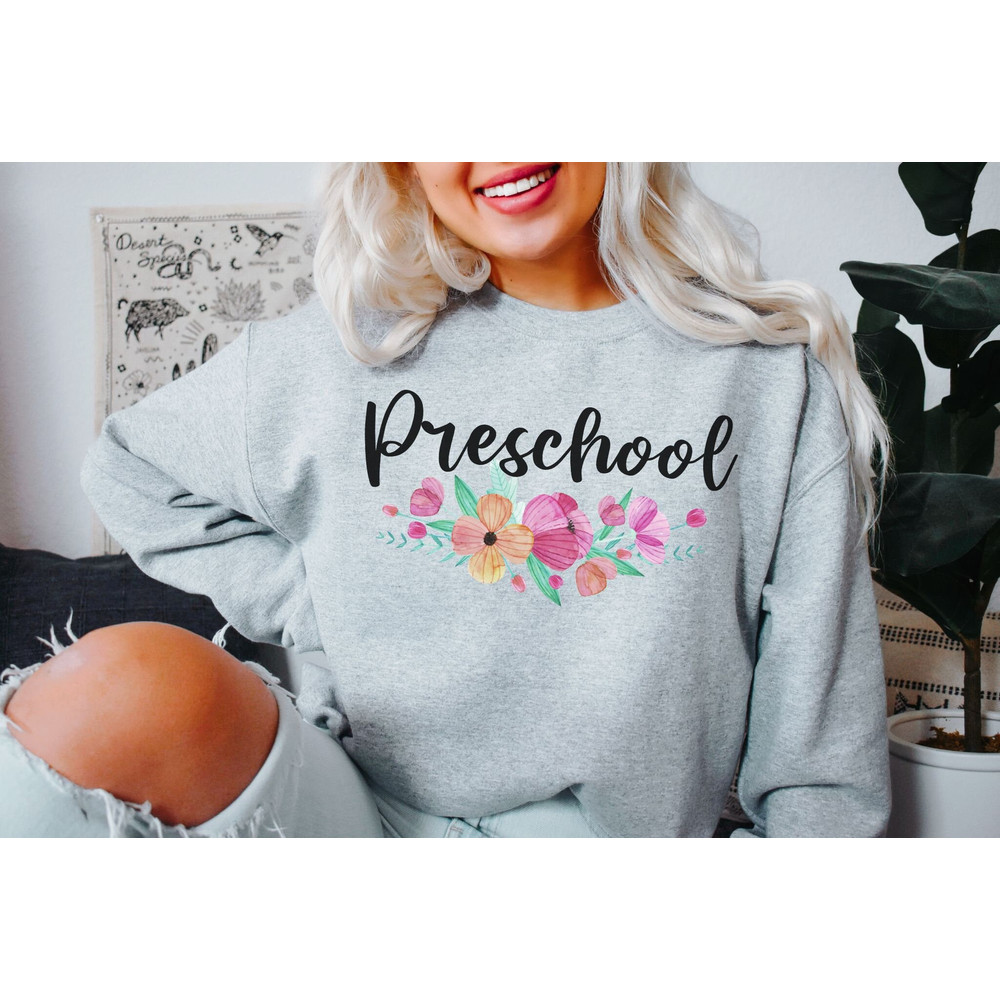 Preschool Teacher Sweatshirt Preschool Sweatshirt Hello Preschool Sweater Pre-K Shirt Preschool Squad Preschool Crew Preschool Teacher Gift 1.jpg