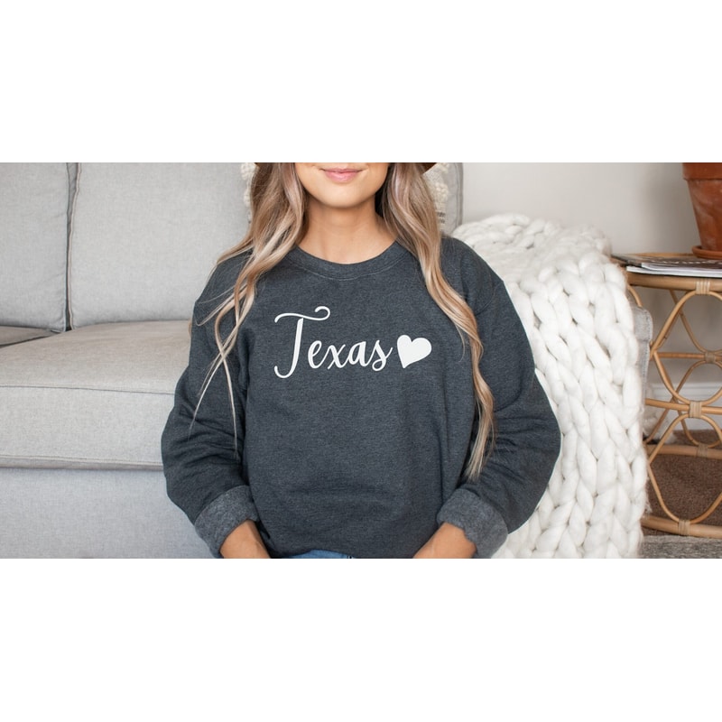 Texas Sweatshirt Texas Sweater Cute Texas Shirt Texas Crew Neck Texas Gift for Her Texas Sweatshirts Texas Sweaters Texas State Sweatshirt.jpg