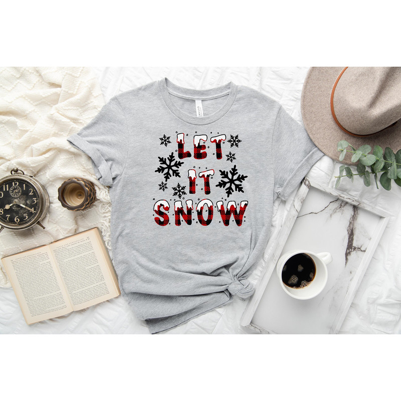 Let It Snow Shirt, Buffalo Plaid Christmas Shirt, Christmas Shirt, Christmas Family Matching Shirt Merry Christmas Sweatshirt Christmas Gift.jpg