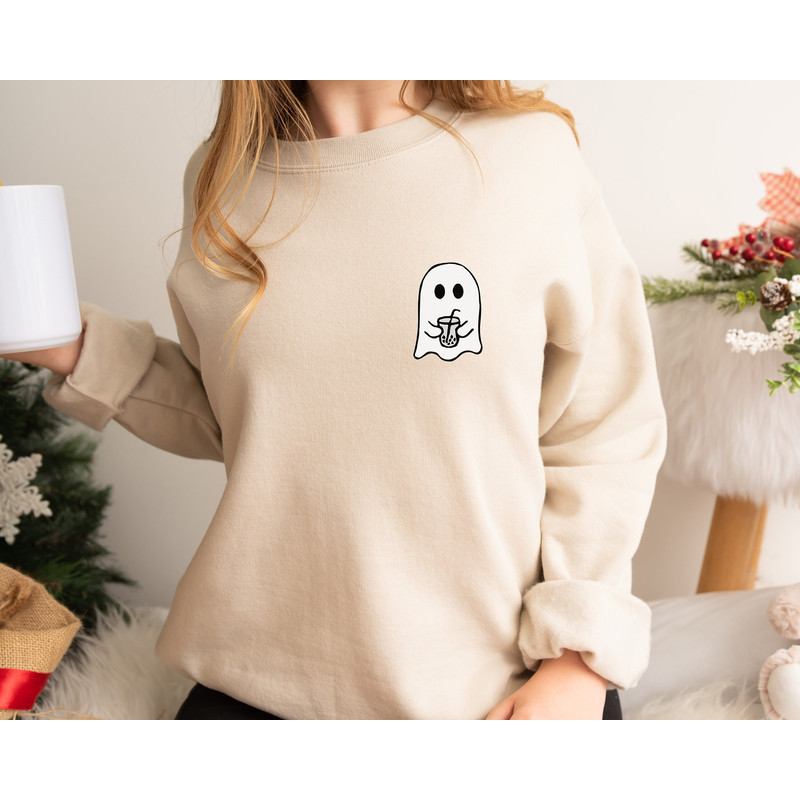 Little Ghost Ice Coffee Shirt, Ghost Sweatshirt, Halloween Cute Ghost Shirt, Cute Iced Coffee Tshirt, Cute Boo Ghost Shirt, Ladies Halloween.jpg