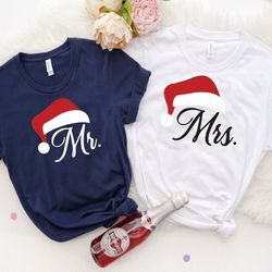 mr and mrs santa hat shirt, christmas claus sweatshirt, christmas couple sweater, santa couple hoodie, first xmas gift,