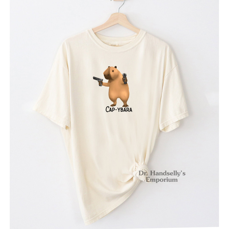 Capybara Shirt Rodent Funny Comfort Colors Funny T-shirt Tshirt T Tees Meme Unisex Men Women Western Graphic Gun Bust A Cap-ybara Cowboy.jpg