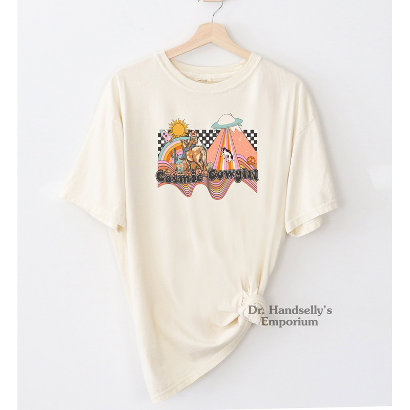 Cosmic Cowgirl Retro Shirt Comfort Colors Funny T-shirt Tshirt Tee T Tees Meme Unisex Men Women Ladies Western Style Country Rodeo Vintage.jpg
