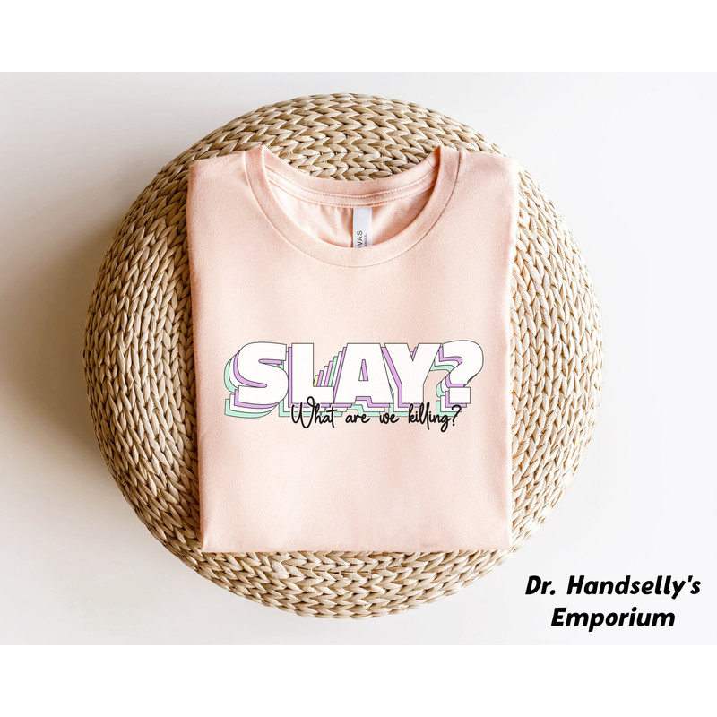 Slay What Are We Killing Shirt, Bella Canvas Funny T-shirt Tshirt Tee T Tees Meme Unisex Women Ladies Adult Soft Aesthetic Pink Girl Cute.jpg