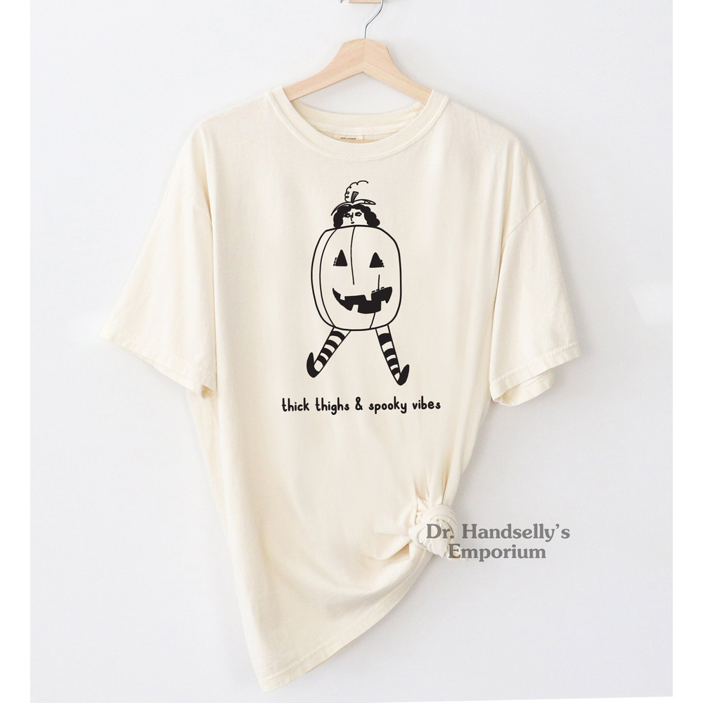 Thick Thighs Spooky Vibes Comfort Colors Funny Halloween Shirt T-shirt Tshirt Tee T Tees Meme Unisex Men Women Ladies Adult Ghost Fall Retro.jpg