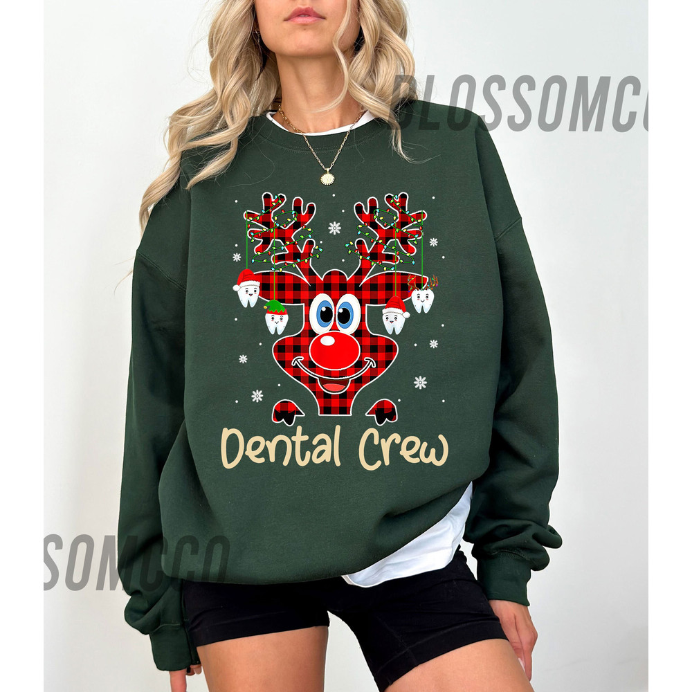 Dental Crew Christmas Santa ELF Reindeer Shirt, Christmas Reindeer Santa Hat Shirt, Reindeer Christmas Gift.jpg