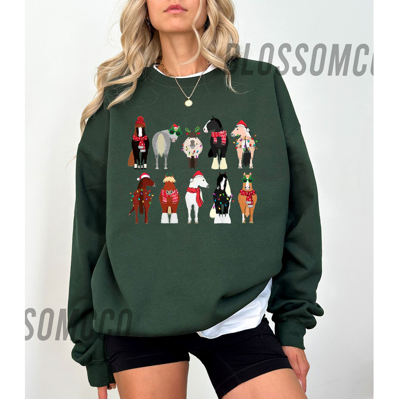 Horse Christmas Shirt, Horse Lover Christmas Sweatshirt, Merry Horsemas T-Shirt, Farm Christmas Crewneck, Xmas Gift for Horse Mom.jpg