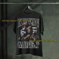 kevin garnett vintage t-shirt, kevin garnett unisex retro oversized basketball bootleg tee