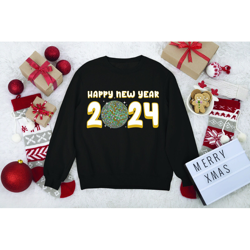 2024 Sweatshirt, Happy New Year Sweatshirt, New Year Disco Balls Sweatshirts, Retro 2024 New Year's, 2024 New Year Gift, New Year Party Tees.jpg