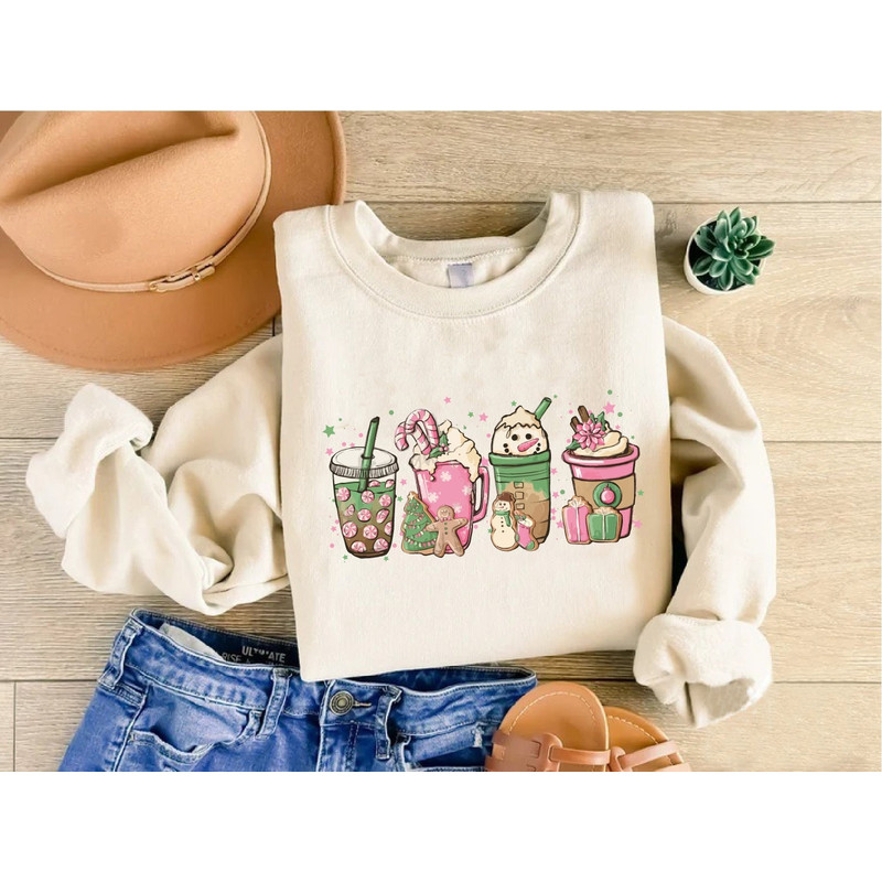 Christmas Coffee Sweatshirt, Xmas Coffee Pinky Sweatshirt, Coffee Lover Gift, Womens Xmas Sweatshirt, Holiday Sweatshirt, Winter Gift Shirt.jpg