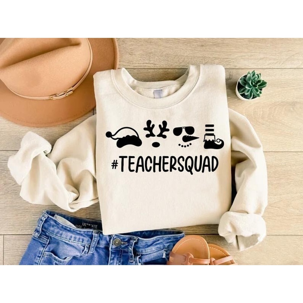 Christmas Teacher Squad Sweatshirt, Christmas Gift for Teacher, Reindeer Teacher Sweatshirt, Xmas Teacher Gift,Teacher Group Holiday Apparel.jpg