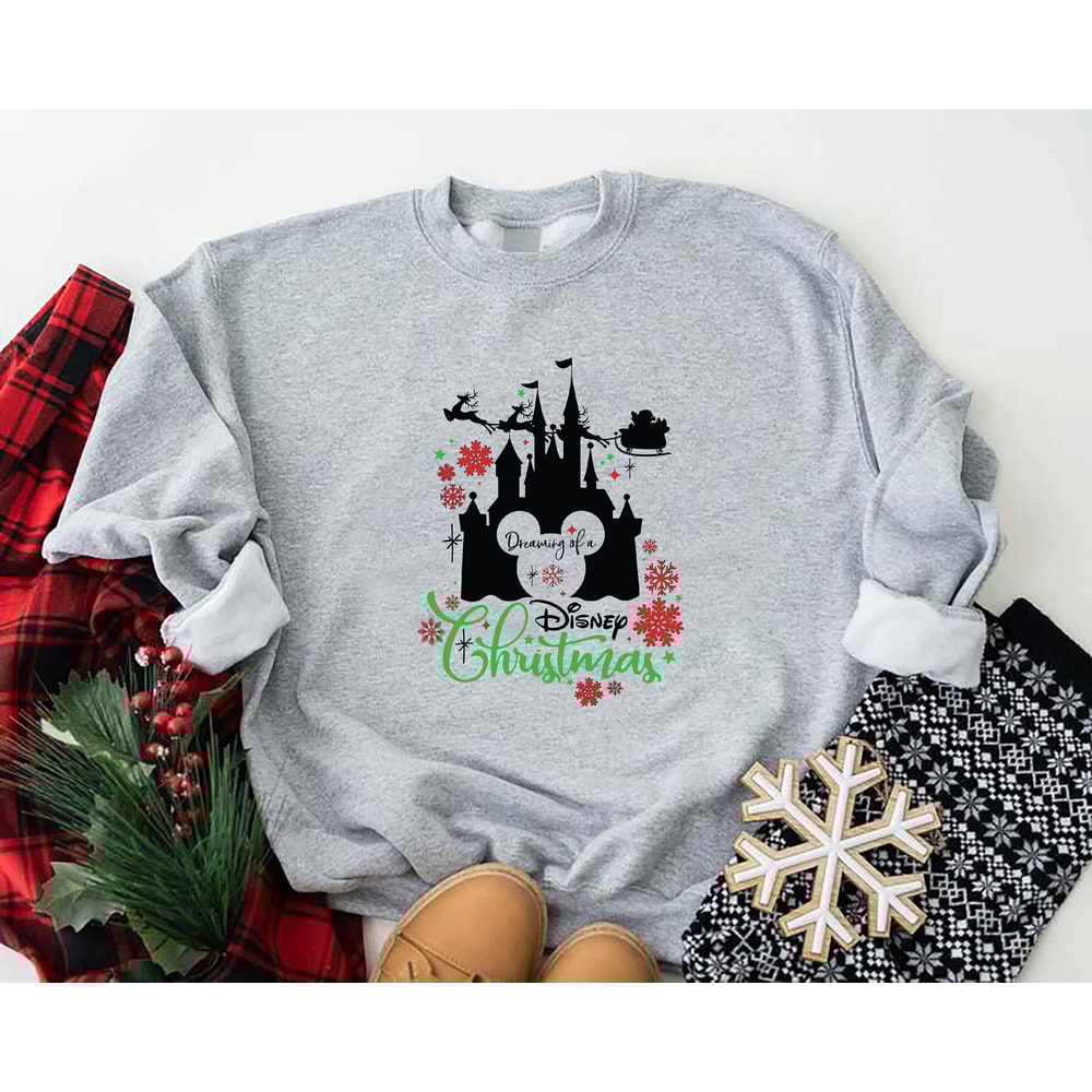 Disney Christmas Sweatshirts, Mickey Christmas Sweatshirt, Disney Castle Sweatshirt, Disneyland Christmas Sweatshirt, Mickey Fan Gift.jpg