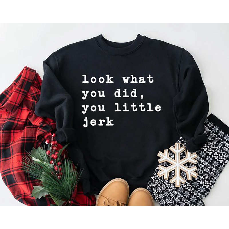 Family Christmas Sweatshirts, Home Alone Quotes Sweatshirt, Family Matching Xmas Gift, Look What You Did You Little Jerk, Christmas Matching.jpg