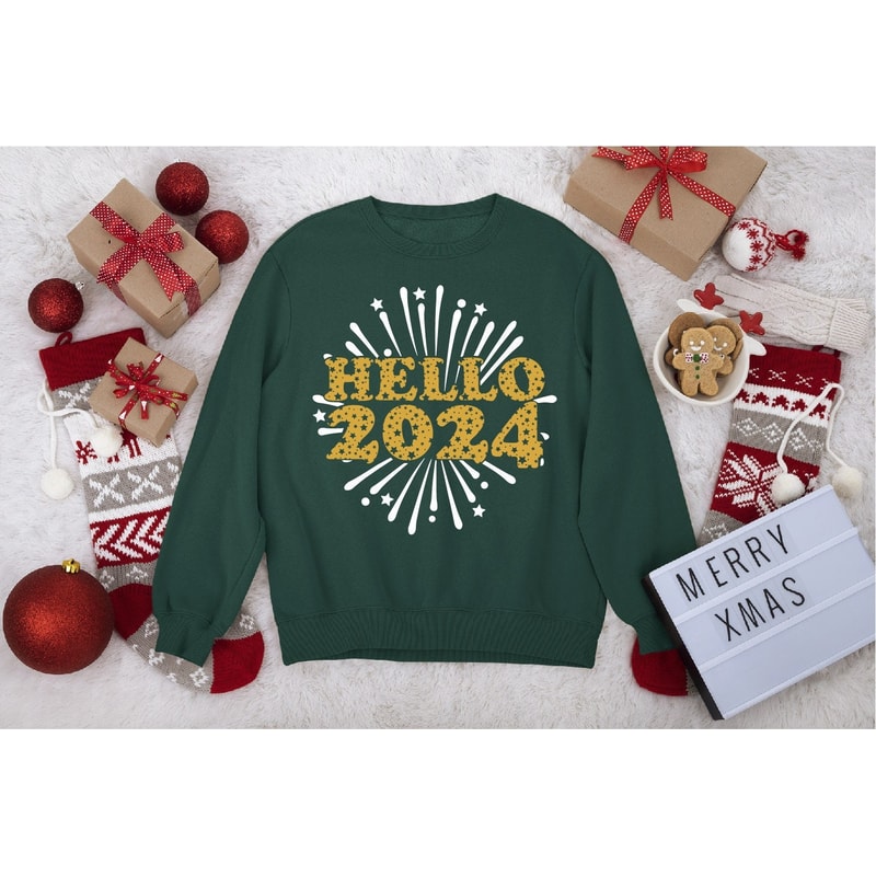 Hello 2024 Sweatshirt, Happy New Year 2024 Gift, New Years Eve Party Sweatshirt, Womens New Year Sweatshirt, Retro New Year Gift Shirt.jpg