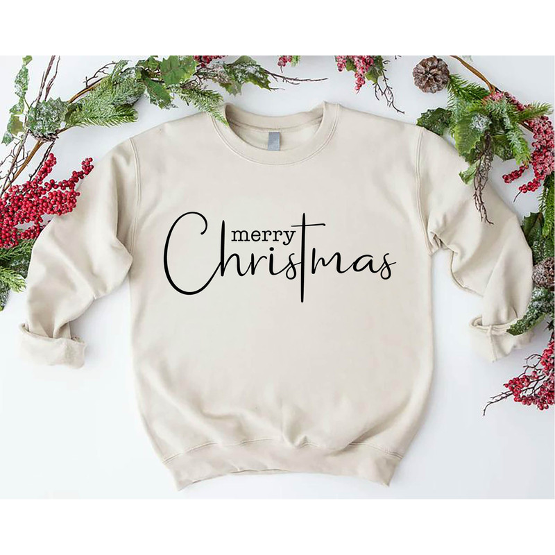 Merry Christmas Sweatshirt, Christian Christmas Cross Sweatshirt, Gift For Christian, Merry Xmas Sweatshirt, Inspirational Christmas Gift.jpg