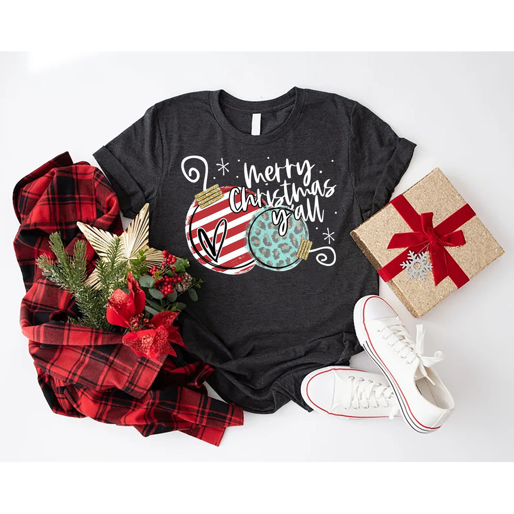 Merry Christmas Y'all Shirt, Merry Xmas Yall T-Shirt, Christmas Gift For Her, Women Xmas Gift, Ladies Christmas Outfit, Be Merry Xmas Tees.jpg