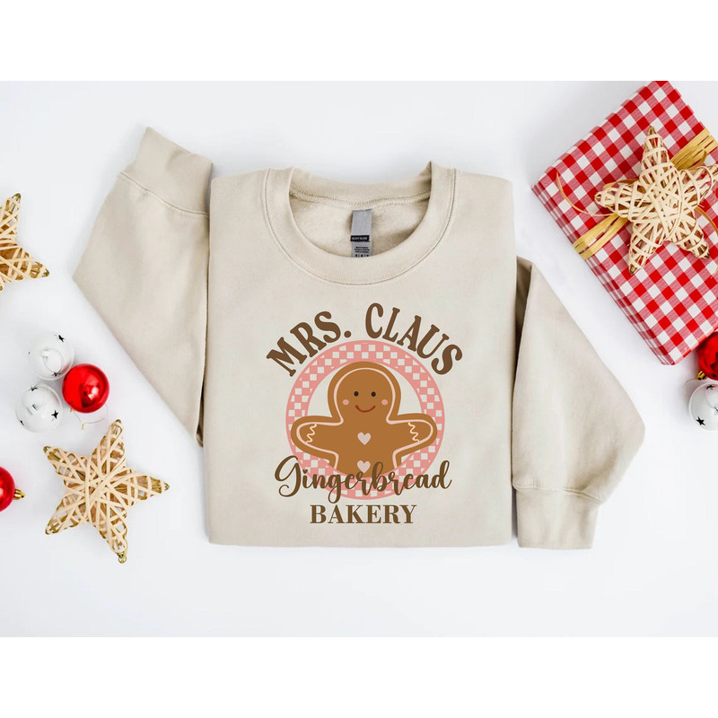 Mrs Claus Gingerbread Christmas Sweatshirt, Gingerbread Bakery Sweatshirt, Christmas Gift, Gingerbread Cookies Sweatshirt, Xmas Sweatshirt.jpg