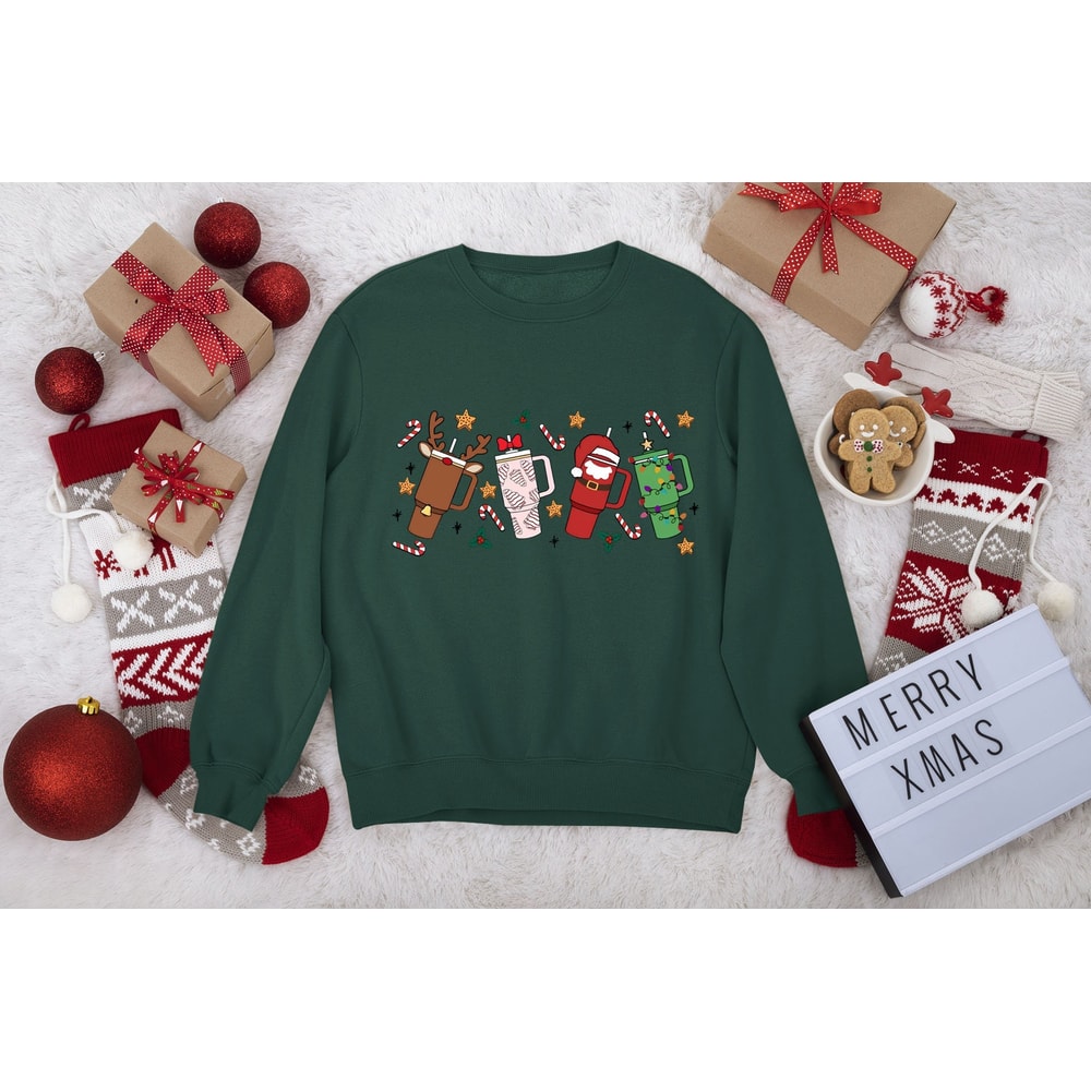 Obsessive Cup Disorder Christmas Sweatshirt, Women's Christmas Sweatshirt, Funny Cup Xmas Sweatshirt, Retro Christmas Outfit, Christmas Gift.jpg
