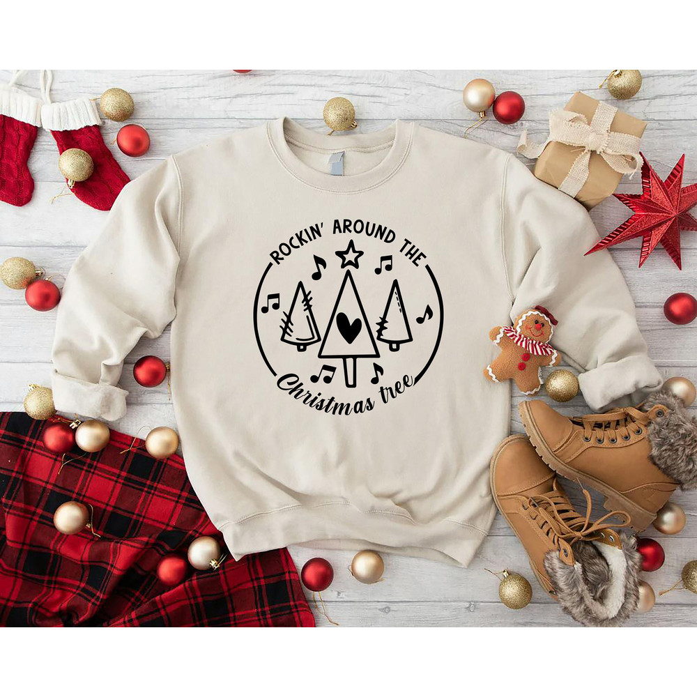 Rockin Around the Christmas Tree Sweatshirt, Xmas Tree Sweatshirt, Holiday Sweatshirt, Christmas Gifts, Christmas Sweatshirt, Xmas Crew Gift.jpg