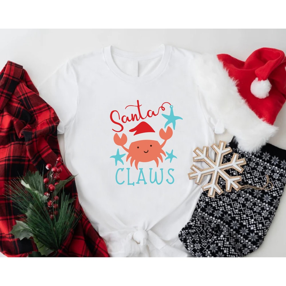 Santa Claws T-Shirt, Santa Claws Christmas T-Shirt, Xmas Santa Shirts, Mid of Year Shirt, Christmas In July Gift, Xmas Holiday Summer Tee.jpg