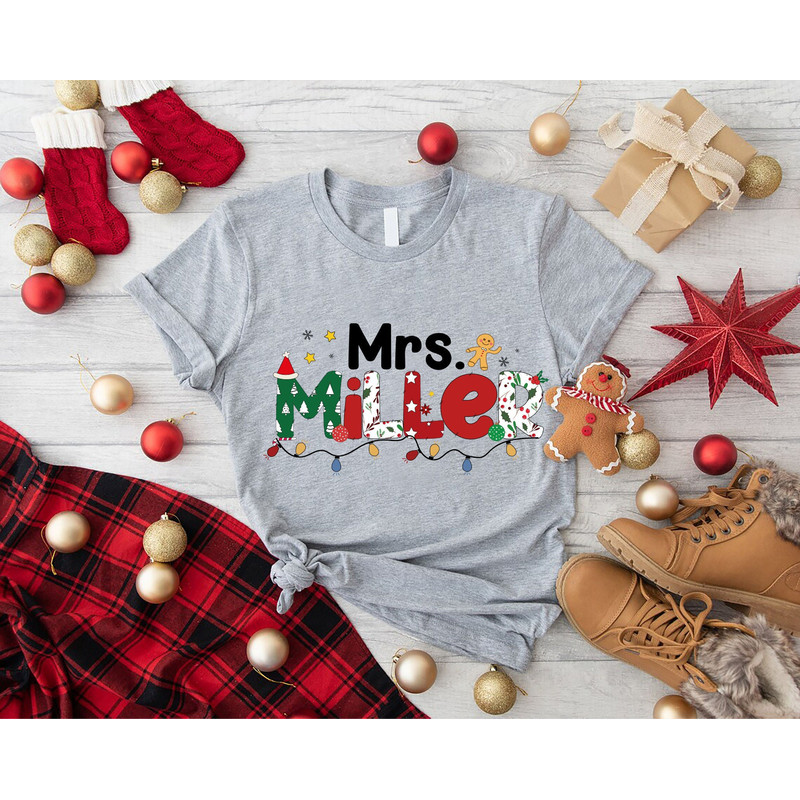 Teacher Christmas T-Shirts, Custom Teacher Christmas Shirt, Teacher Christmas Gift, Personalized School Tshirt, Customized Name Teacher Tees.jpg