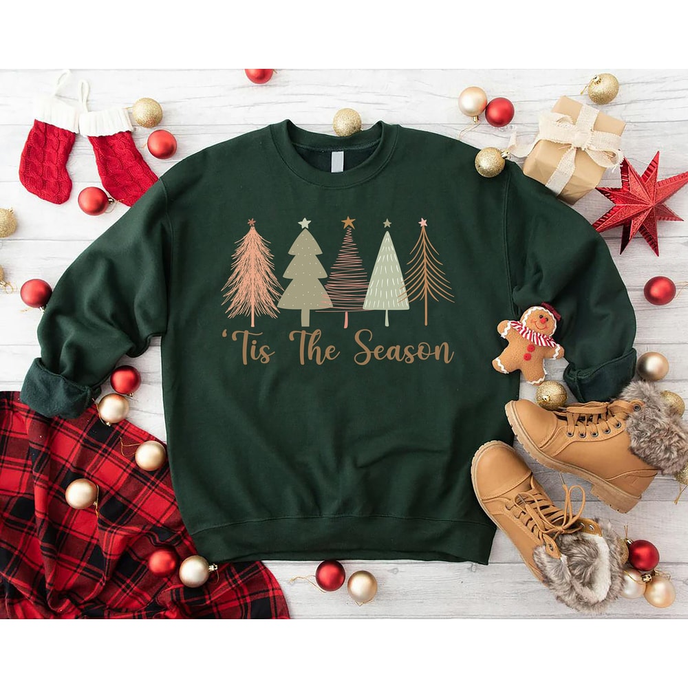 Tis the Season Christmas Sweatshirt, Christmas Tree Sweatshirt, Winter Clothing, Xmas Tree Sweatshirt, Holiday Apparel, Christmas Gift.jpg