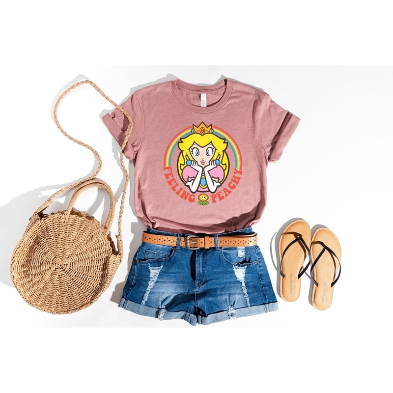 Peaches Shirt, Cute Princess Peach Shirt, Princess Peach Mario Shirt, Feeling Peachy Shirt, Kids Birthday Gift For Her, Mario Fan Sweatshirt.jpg