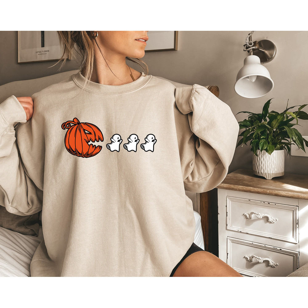 Pumpkin Halloween Sweatshirt, Halloween Ghost Shirt, Halloween Sweatshirt, Ghost Shirt, Funny Halloween Pumpkin Shirt, Cute Boo Squad Hoodie.jpg