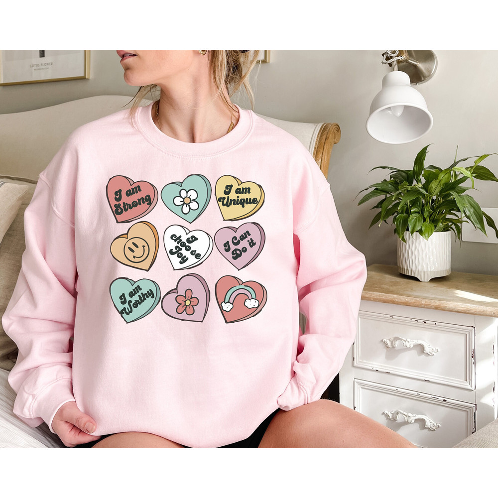 Retro Positive Affirmations Valentines Shirt, Self care sweatshirt, Valentine's Day Self Love Shirt, Love Yourself Positive Heart Tee gift.jpg