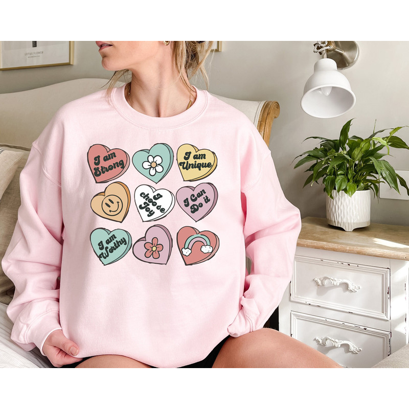 Retro Positive Affirmations Valentines Shirt, Self care sweatshirt, Valentine's Day Self Love Shirt, Love Yourself Positive Heart Tee gift.jpg