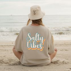 retro salty vibes tshirt, vintage summer tshirt, beach shirt, retro summer shirt, matching summer graphic shirt, beach t