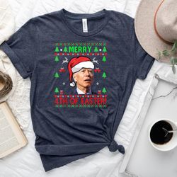 santa joe biden merry 4th of easter christmas shirt, ugly christmas sweater, biden santa confused tee, biden xmas sweats