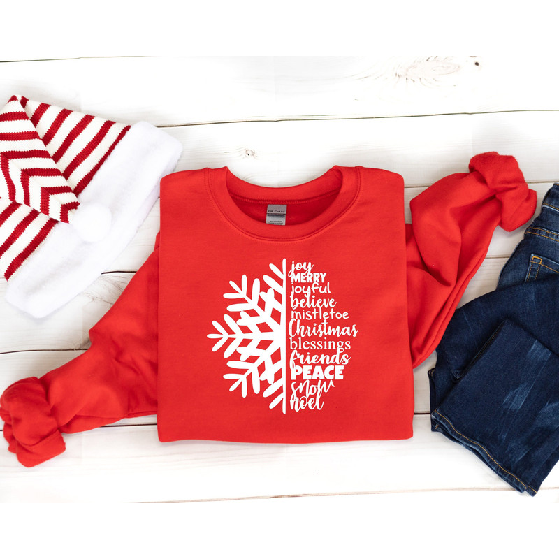 Snowflake Sweatshirt, Long Sleeve Christmas Shirt, Distressed Snowflake Tee, Winter Shirt, Womens Merry Christmas Gift, Joyful Peace Shirt.jpg