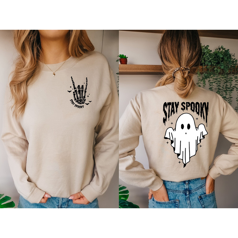 Stay Spooky Skeleton Hands shirt, Halloween Ghost Shirt, Kids Spooky Season Shirt, Funny Halloween Tee, Cute Ghost Halloween Sweatshirt.jpg