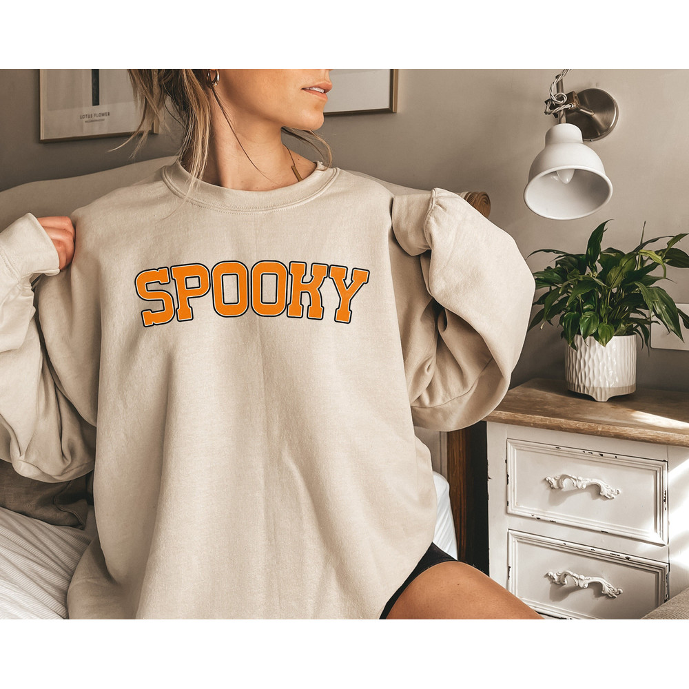 Stay Spooky Sweatshirt, Halloween Gift Hoodie, Womens Halloween Sweatshirt, Spooky Season Shirt, Ghost Halloween, Orange Spooky Vibes Hoodie.jpg