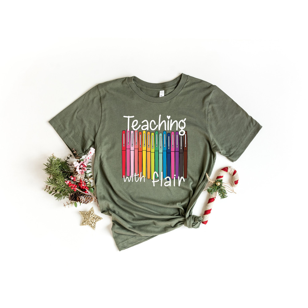 Teaching With Flair Shirt, Back To School, First Day Of School Funny Teacher Shirt, Teacher Gift, Teacher Shirt, Rainbow Teacher Sweatshirts.jpg