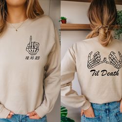 til' death bride shirt, engaged gothic sweater, engagement gift, halloween wedding, bridal party gifts, bachelorette par