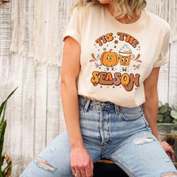 tis the season sweatshirt, fall pumpkin shirt, women fall tees, fall season tee cute pumpkin shirt, thanksgiving shirt,