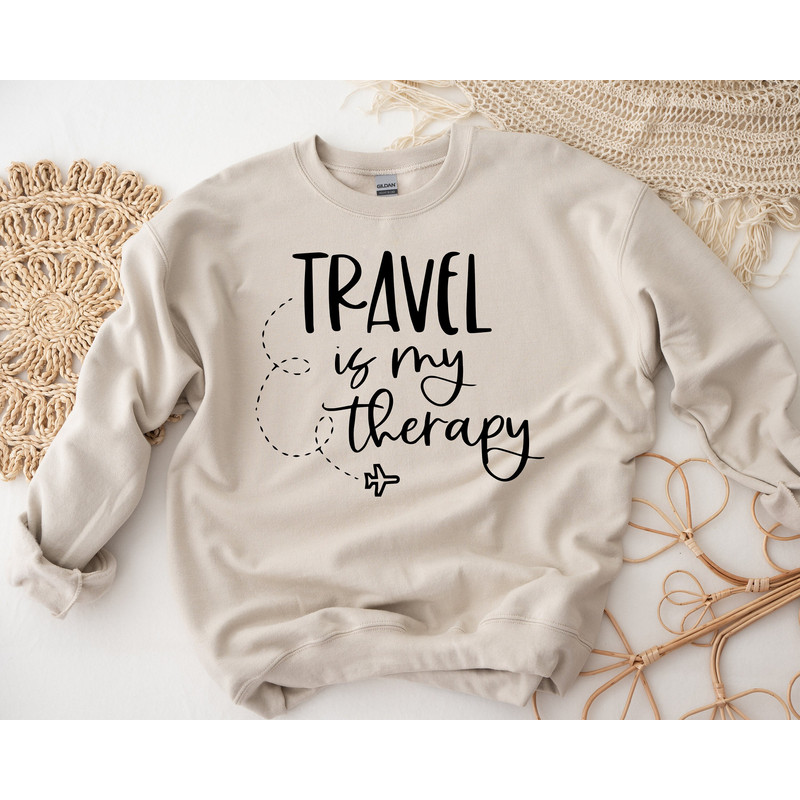 Travel is my Therapy Shirt, Traveler Gift, Travel Shirt, Vacation Shirt, Travel Lover, World Map Shirt, Airplane Mode Tshirt, Adventure Tee.jpg